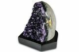 Deep Purple Amethyst Geode With Wood Base - Uruguay #342846-1